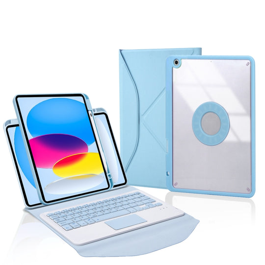 Z10B-A For iPad 10th Gen 10.9 2022 / 11 2025 Pen Slot Touchpad Bluetooth Keyboard Leather Tablet Case(Sky Blue)