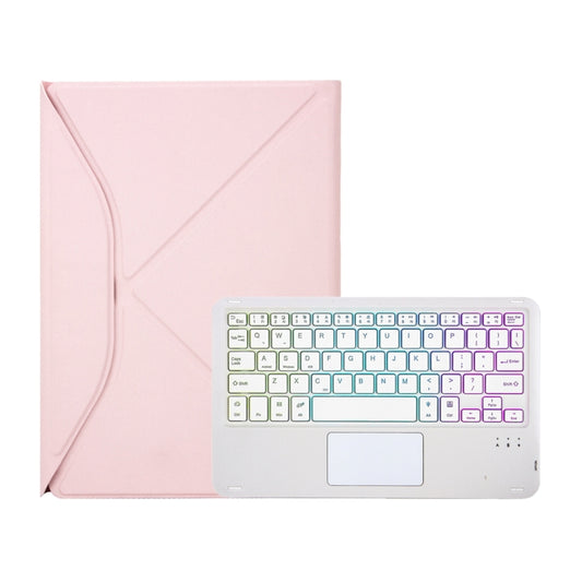 Z10B-AS For iPad 10th Gen 10.9 2022 / 11 2025 Pen Slot Touchpad Backlight Bluetooth Keyboard Leather Tablet Case(Pink) by buy2fix