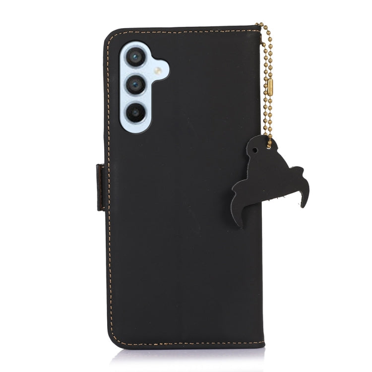 For Samsung Galaxy M34 5G Genuine Leather Magnetic RFID Leather Phone Case(Black) - Galaxy Phone Cases by buy2fix | Online Shopping UK | buy2fix