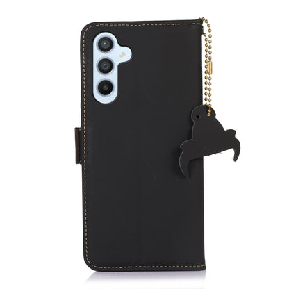 For Samsung Galaxy M34 5G Genuine Leather Magnetic RFID Leather Phone Case(Black) - Galaxy Phone Cases by buy2fix | Online Shopping UK | buy2fix