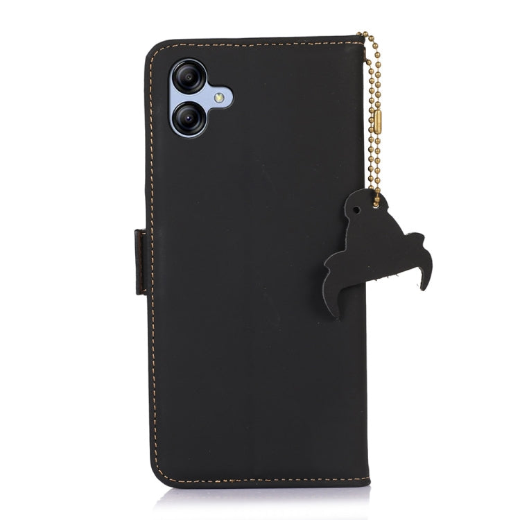 For Samsung Galaxy A05 Genuine Leather Magnetic RFID Leather Phone Case(Black) - Galaxy Phone Cases by buy2fix | Online Shopping UK | buy2fix