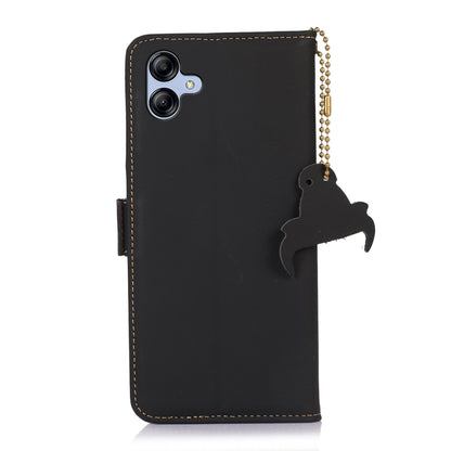 For Samsung Galaxy A05 Genuine Leather Magnetic RFID Leather Phone Case(Black) - Galaxy Phone Cases by buy2fix | Online Shopping UK | buy2fix