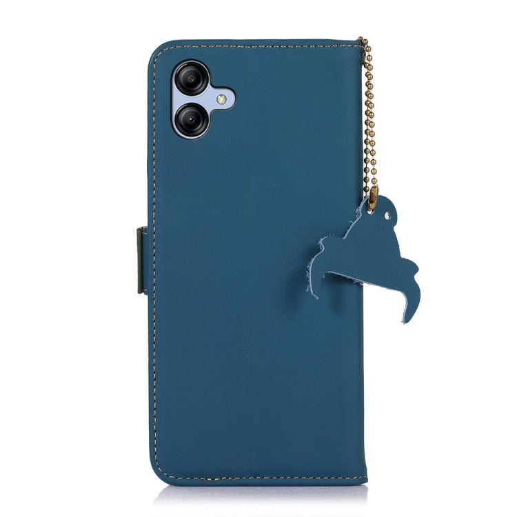For Samsung Galaxy A05 Genuine Leather Magnetic RFID Leather Phone Case(Blue) - Galaxy Phone Cases by buy2fix | Online Shopping UK | buy2fix