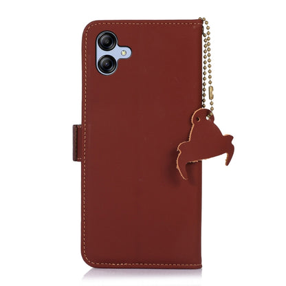 For Samsung Galaxy A05 Genuine Leather Magnetic RFID Leather Phone Case(Coffee) - Galaxy Phone Cases by buy2fix | Online Shopping UK | buy2fix