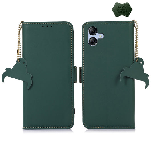 For Samsung Galaxy A05 Genuine Leather Magnetic RFID Leather Phone Case(Green) - Galaxy Phone Cases by buy2fix | Online Shopping UK | buy2fix