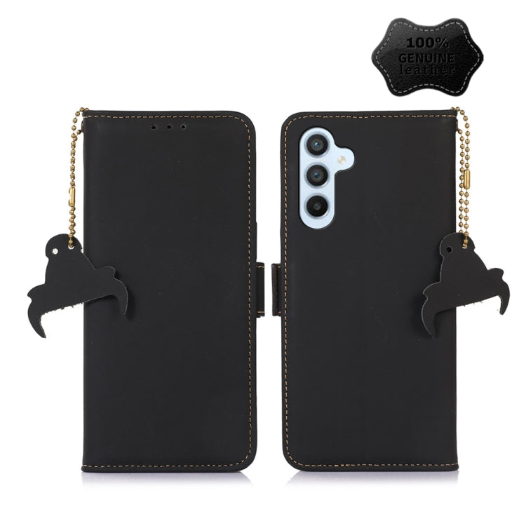 For Samsung Galaxy S24+ 5G Genuine Leather Magnetic RFID Leather Phone Case(Black) - Galaxy S24+ 5G Cases by buy2fix | Online Shopping UK | buy2fix