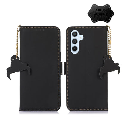 For Samsung Galaxy S24+ 5G Genuine Leather Magnetic RFID Leather Phone Case(Black) - Galaxy S24+ 5G Cases by buy2fix | Online Shopping UK | buy2fix
