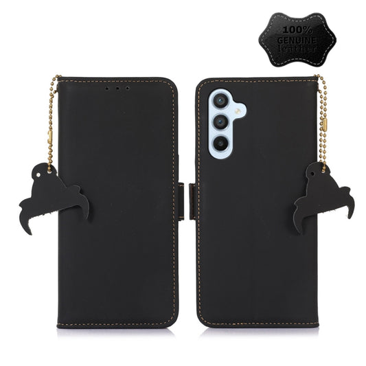 For Samsung Galaxy S24+ 5G Genuine Leather Magnetic RFID Leather Phone Case(Black) - Galaxy S24+ 5G Cases by buy2fix | Online Shopping UK | buy2fix