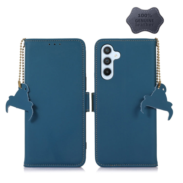 For Samsung Galaxy S24+ 5G Genuine Leather Magnetic RFID Leather Phone Case(Blue) - Galaxy S24+ 5G Cases by buy2fix | Online Shopping UK | buy2fix