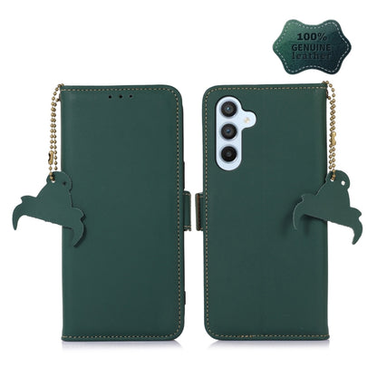 For Samsung Galaxy S24+ 5G Genuine Leather Magnetic RFID Leather Phone Case(Green) - Galaxy S24+ 5G Cases by buy2fix | Online Shopping UK | buy2fix