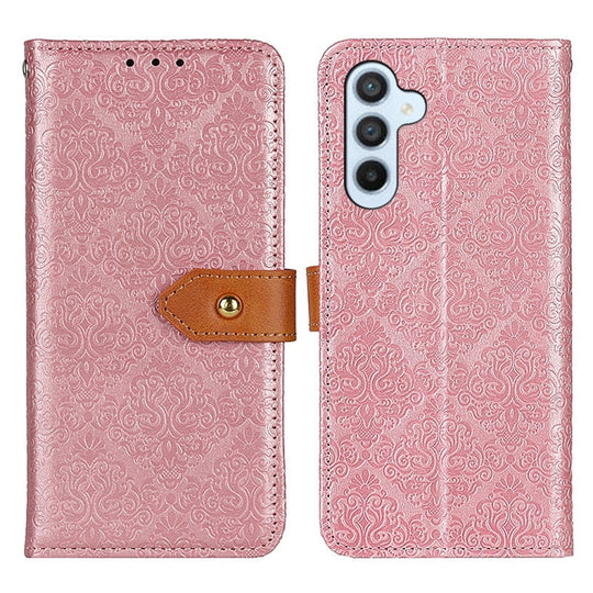 For Samsung Galaxy A05s 4G European Floral Embossed Leather Phone Case(Pink)