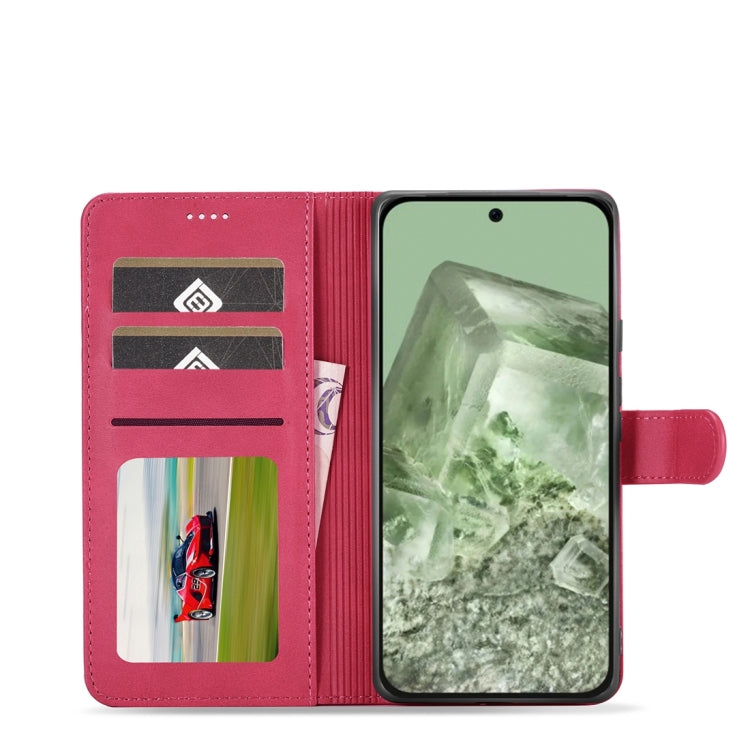 For Google Pixel 8a LC.IMEEKE Calf Texture Flip Leather Phone Case(Red) - Google Cases by LC.IMEEKE | Online Shopping UK | buy2fix