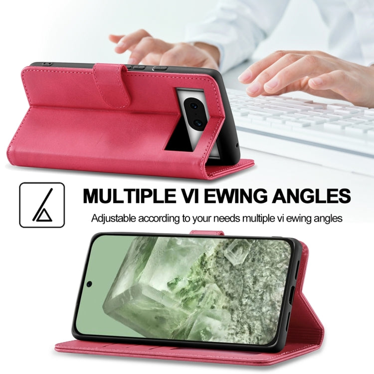 For Google Pixel 8a LC.IMEEKE Calf Texture Flip Leather Phone Case(Red) - Google Cases by LC.IMEEKE | Online Shopping UK | buy2fix