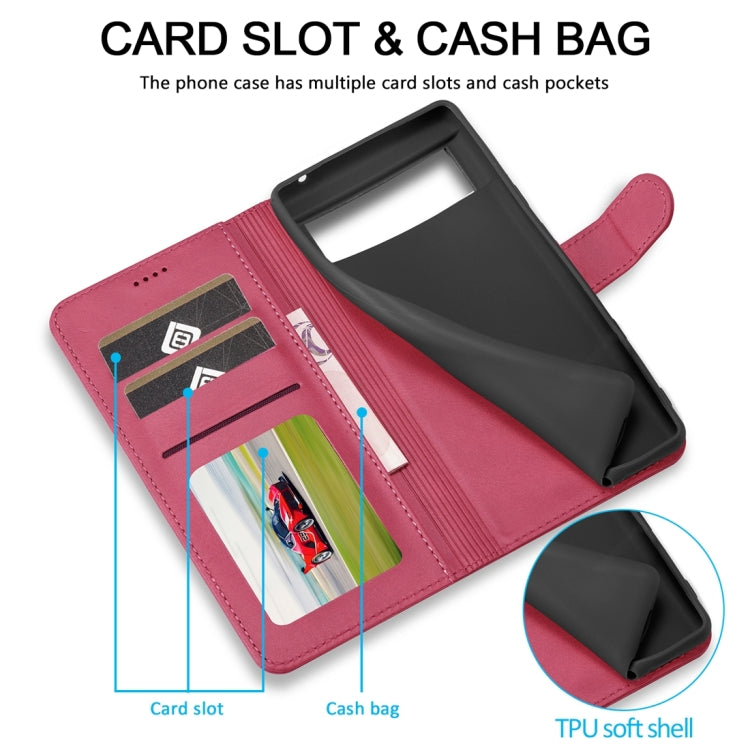 For Google Pixel 8a LC.IMEEKE Calf Texture Flip Leather Phone Case(Red) - Google Cases by LC.IMEEKE | Online Shopping UK | buy2fix