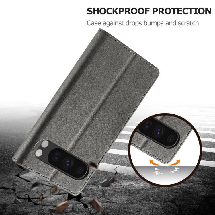 For Google Pixel 9 Pro XL LC.IMEEKE Calf Texture Flip Leather Phone Case(Grey) by LC.IMEEKE