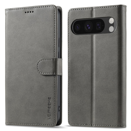 For Google Pixel 9 / 9 Pro LC.IMEEKE Calf Texture Flip Leather Phone Case(Grey) by LC.IMEEKE