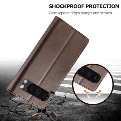 For Google Pixel 10 Pro XL LC.IMEEKE Calf Texture Flip Leather Phone Case(Brown) - Google Cases by LC.IMEEKE | Online Shopping UK | buy2fix