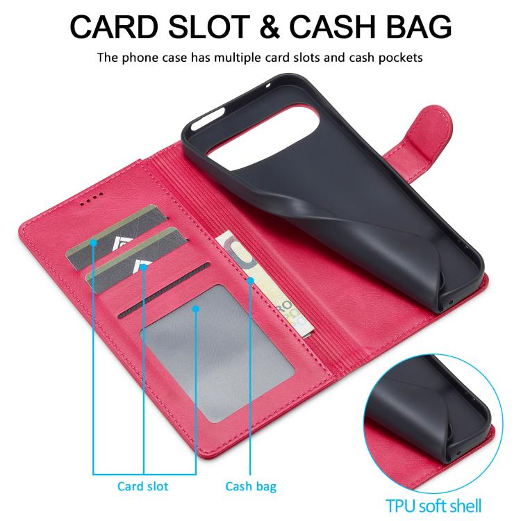 For Google Pixel 10 Pro XL LC.IMEEKE Calf Texture Flip Leather Phone Case(Red) - Google Cases by LC.IMEEKE | Online Shopping UK | buy2fix