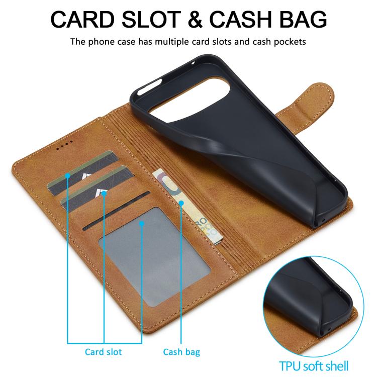 For Google Pixel 10 Pro XL LC.IMEEKE Calf Texture Flip Leather Phone Case(Yellow) - Google Cases by LC.IMEEKE | Online Shopping UK | buy2fix