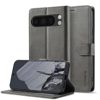 For Google Pixel 10 Pro XL LC.IMEEKE Calf Texture Flip Leather Phone Case(Grey) - Google Cases by LC.IMEEKE | Online Shopping UK | buy2fix