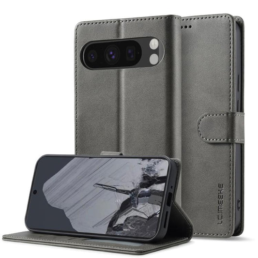 For Google Pixel 10 Pro XL LC.IMEEKE Calf Texture Flip Leather Phone Case(Grey) - Google Cases by LC.IMEEKE | Online Shopping UK | buy2fix