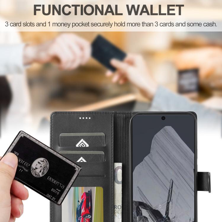 For Google Pixel 10 / 10 Pro LC.IMEEKE Calf Texture Flip Leather Phone Case(Black) - Google Cases by LC.IMEEKE | Online Shopping UK | buy2fix