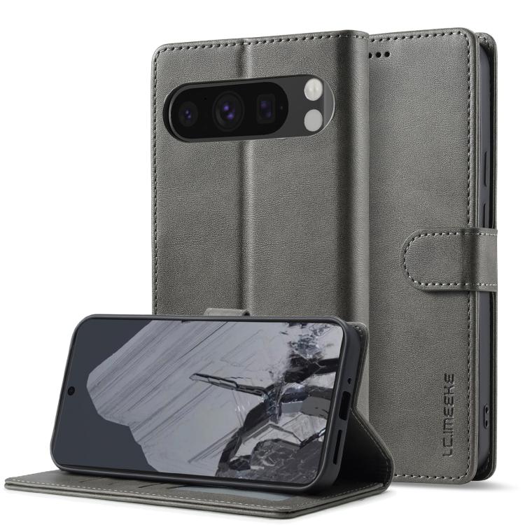 For Google Pixel 10 / 10 Pro LC.IMEEKE Calf Texture Flip Leather Phone Case(Grey) - Google Cases by LC.IMEEKE | Online Shopping UK | buy2fix