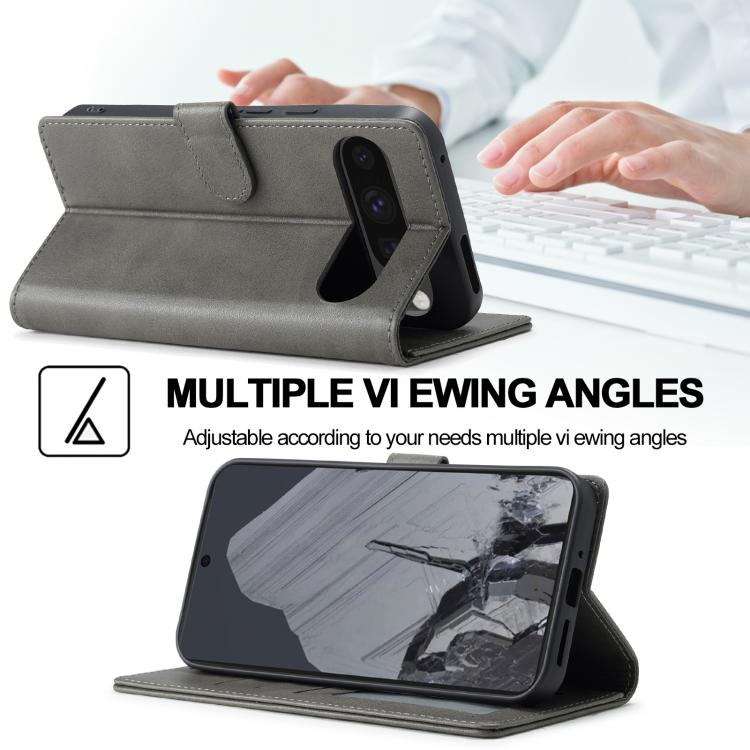 For Google Pixel 10 / 10 Pro LC.IMEEKE Calf Texture Flip Leather Phone Case(Grey) - Google Cases by LC.IMEEKE | Online Shopping UK | buy2fix