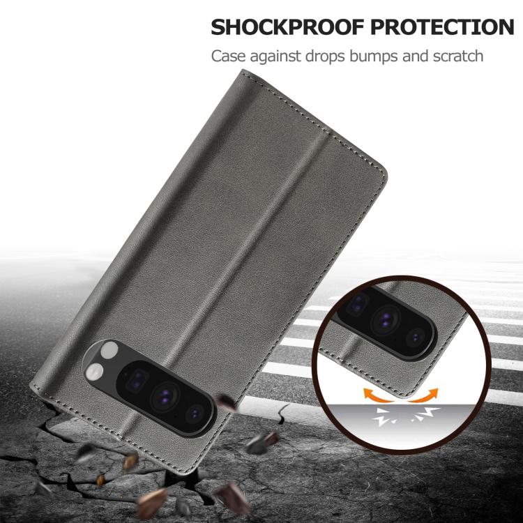 For Google Pixel 10 / 10 Pro LC.IMEEKE Calf Texture Flip Leather Phone Case(Grey) - Google Cases by LC.IMEEKE | Online Shopping UK | buy2fix