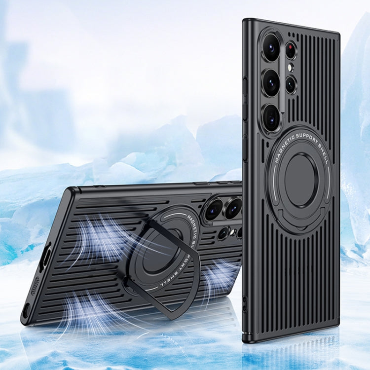 For Samsung Galaxy S23+ 5G Cooling MagSafe Magnetic Ring Holder Phone Case(Black) by buy2fix