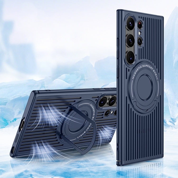 For Samsung Galaxy S23+ 5G Cooling MagSafe Magnetic Ring Holder Phone Case(Blue) by buy2fix