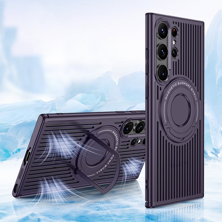 For Samsung Galaxy S23+ 5G Cooling MagSafe Magnetic Ring Holder Phone Case(Purple) by buy2fix