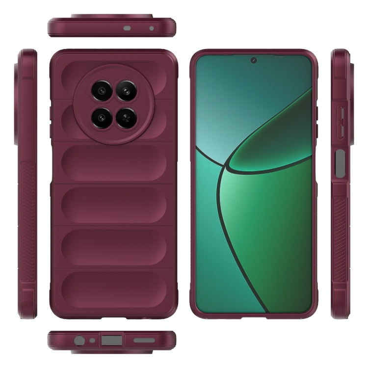 For Realme 12 5G Global Magic Shield TPU + Flannel Phone Case(Wine Red) - Realme Cases by buy2fix | Online Shopping UK | buy2fix