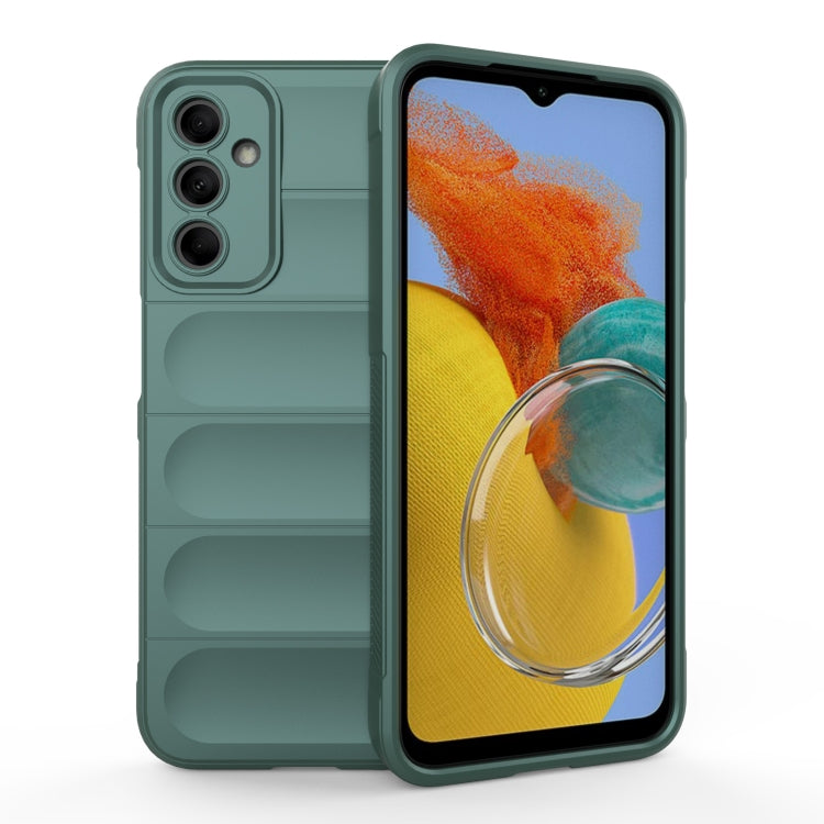 For Samsung Galaxy M14 5G Magic Shield TPU + Flannel Phone Case(Dark Green) by buy2fix