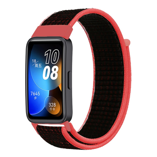 For Huawei Band 8 16mm Woven Nylon Loop Watch Band(Red Black) - Watch Bands by buy2fix | Online Shopping UK | buy2fix