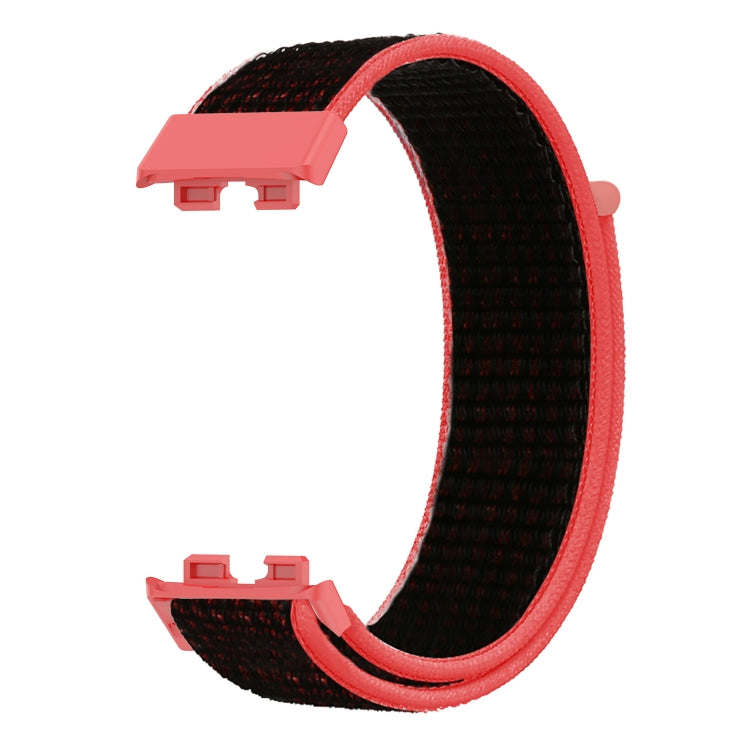 For Huawei Band 8 16mm Woven Nylon Loop Watch Band(Red Black) - Watch Bands by buy2fix | Online Shopping UK | buy2fix