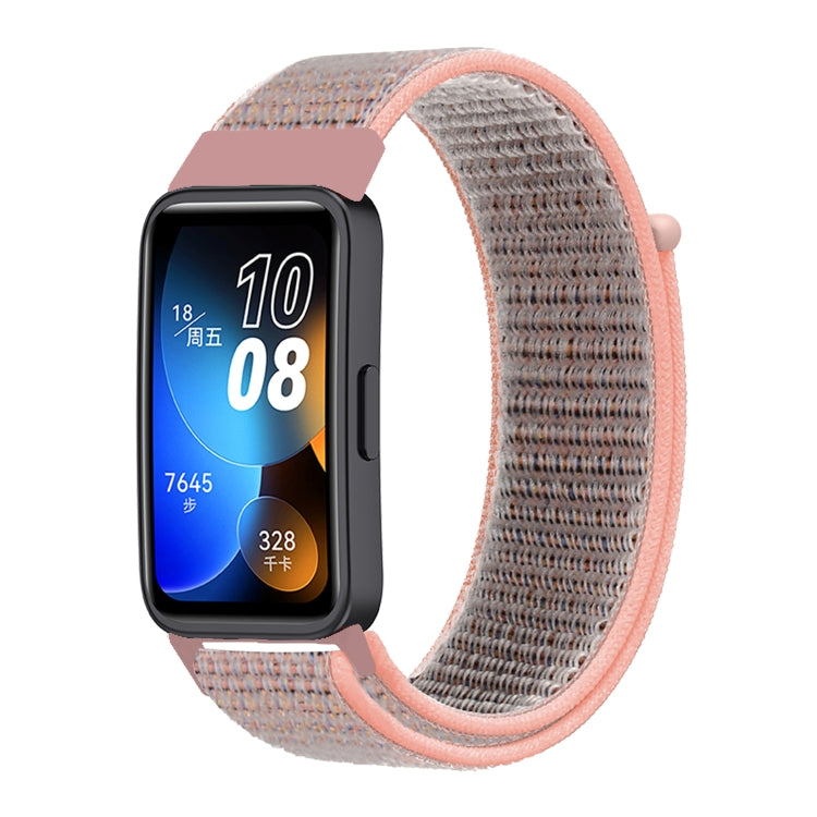 For Huawei Band 8 16mm Woven Nylon Loop Watch Band(Pinkish Color) - Watch Bands by buy2fix | Online Shopping UK | buy2fix