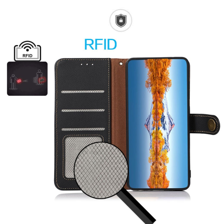 For Samsung Galaxy M54 5G KHAZNEH Custer Genuine Leather RFID Phone Case(Black) - Galaxy Phone Cases by buy2fix | Online Shopping UK | buy2fix
