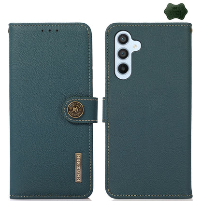 For Samsung Galaxy M54 5G KHAZNEH Custer Genuine Leather RFID Phone Case(Green) - Galaxy Phone Cases by buy2fix | Online Shopping UK | buy2fix
