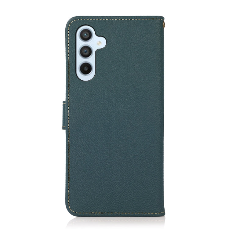 For Samsung Galaxy M54 5G KHAZNEH Custer Genuine Leather RFID Phone Case(Green) - Galaxy Phone Cases by buy2fix | Online Shopping UK | buy2fix