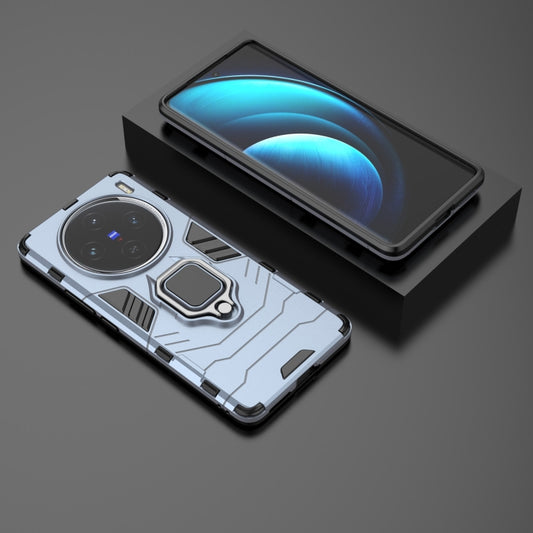 For vivo X100 5G Magnetic Ring Holder PC + TPU Phone Case(Navy Blue) by buy2fix