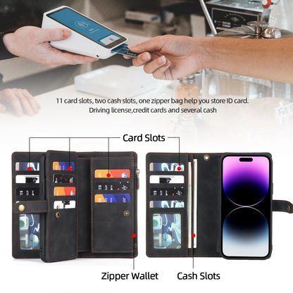 For iPhone 14 Pro Zipper Wallet Magnetic Detachable Leather Phone Case(Black) - iPhone 14 Pro Cases by buy2fix | Online Shopping UK | buy2fix