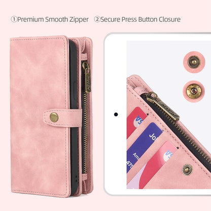 For iPhone 12 Pro Max Zipper Wallet Magnetic Detachable Leather Phone Case(Pink) - iPhone 12 Pro Max Cases by buy2fix | Online Shopping UK | buy2fix