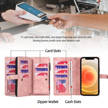 For iPhone XR Zipper Wallet Magnetic Detachable Leather Phone Case(Pink) - More iPhone Cases by buy2fix | Online Shopping UK | buy2fix