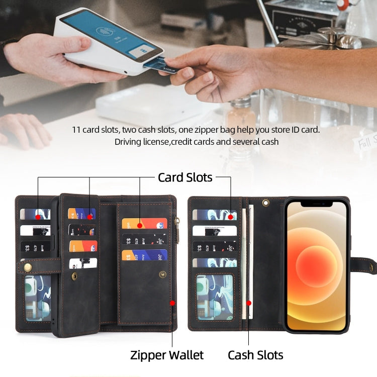 For iPhone XR Zipper Wallet Magnetic Detachable Leather Phone Case(Black) - More iPhone Cases by buy2fix | Online Shopping UK | buy2fix