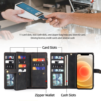 For iPhone XR Zipper Wallet Magnetic Detachable Leather Phone Case(Black) - More iPhone Cases by buy2fix | Online Shopping UK | buy2fix