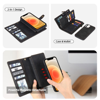 For iPhone XR Zipper Wallet Magnetic Detachable Leather Phone Case(Black) - More iPhone Cases by buy2fix | Online Shopping UK | buy2fix