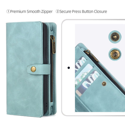 For iPhone XS Max Zipper Wallet Magnetic Detachable Leather Phone Case(Blue) - More iPhone Cases by buy2fix | Online Shopping UK | buy2fix
