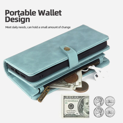 For iPhone XS Max Zipper Wallet Magnetic Detachable Leather Phone Case(Blue) - More iPhone Cases by buy2fix | Online Shopping UK | buy2fix
