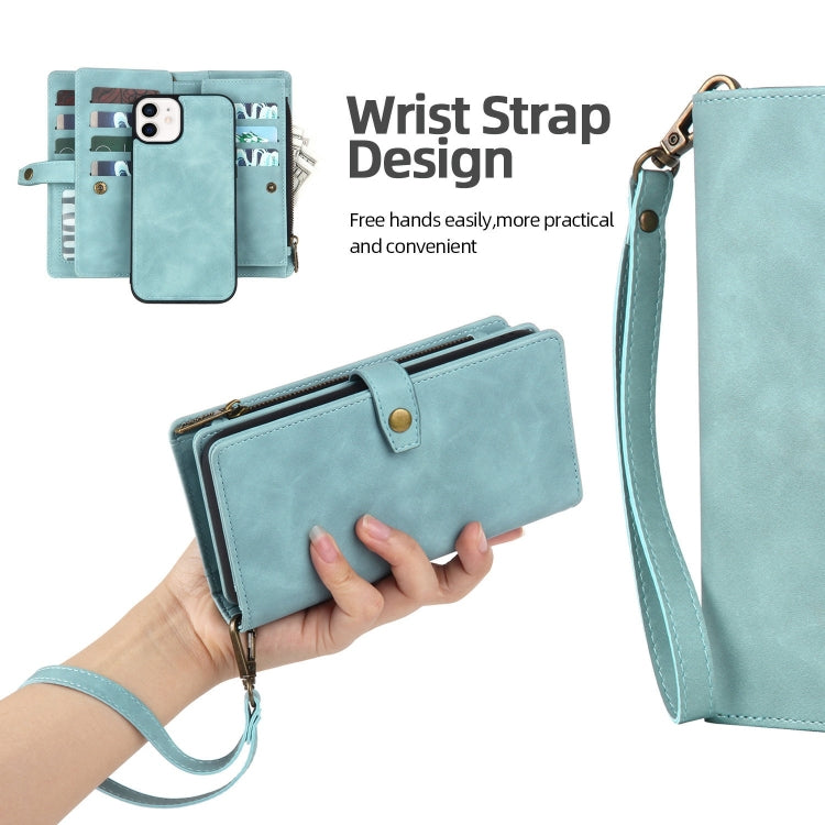 For iPhone XS Max Zipper Wallet Magnetic Detachable Leather Phone Case(Blue) - More iPhone Cases by buy2fix | Online Shopping UK | buy2fix